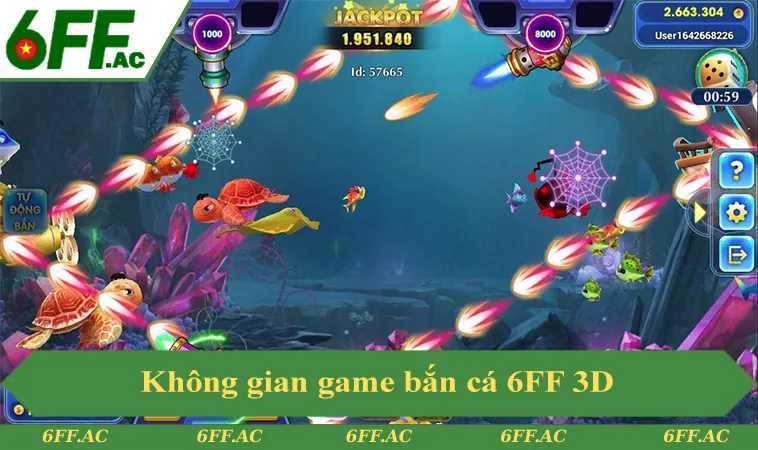 Không gian đại dương 3D trong game bắn cá 6FF 