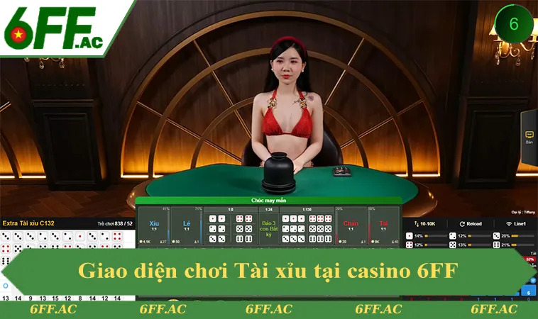 Giao diện chơi Tài xỉu tại casino 6FF