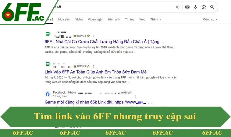 Người chơi tìm link vào 6FF không bị chặn nhưng truy cập sai